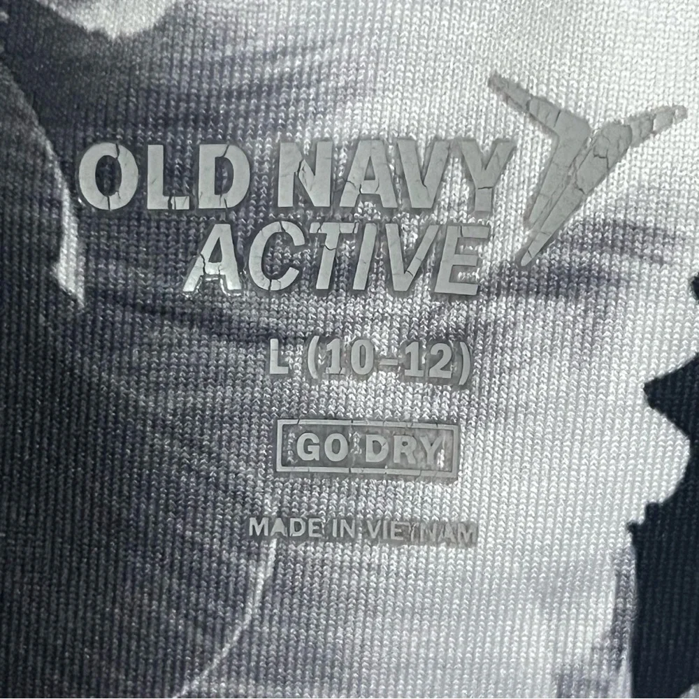 Girls Old Navy Active Leggings Go Dry Black White Tie Dye‎ Size 10-12